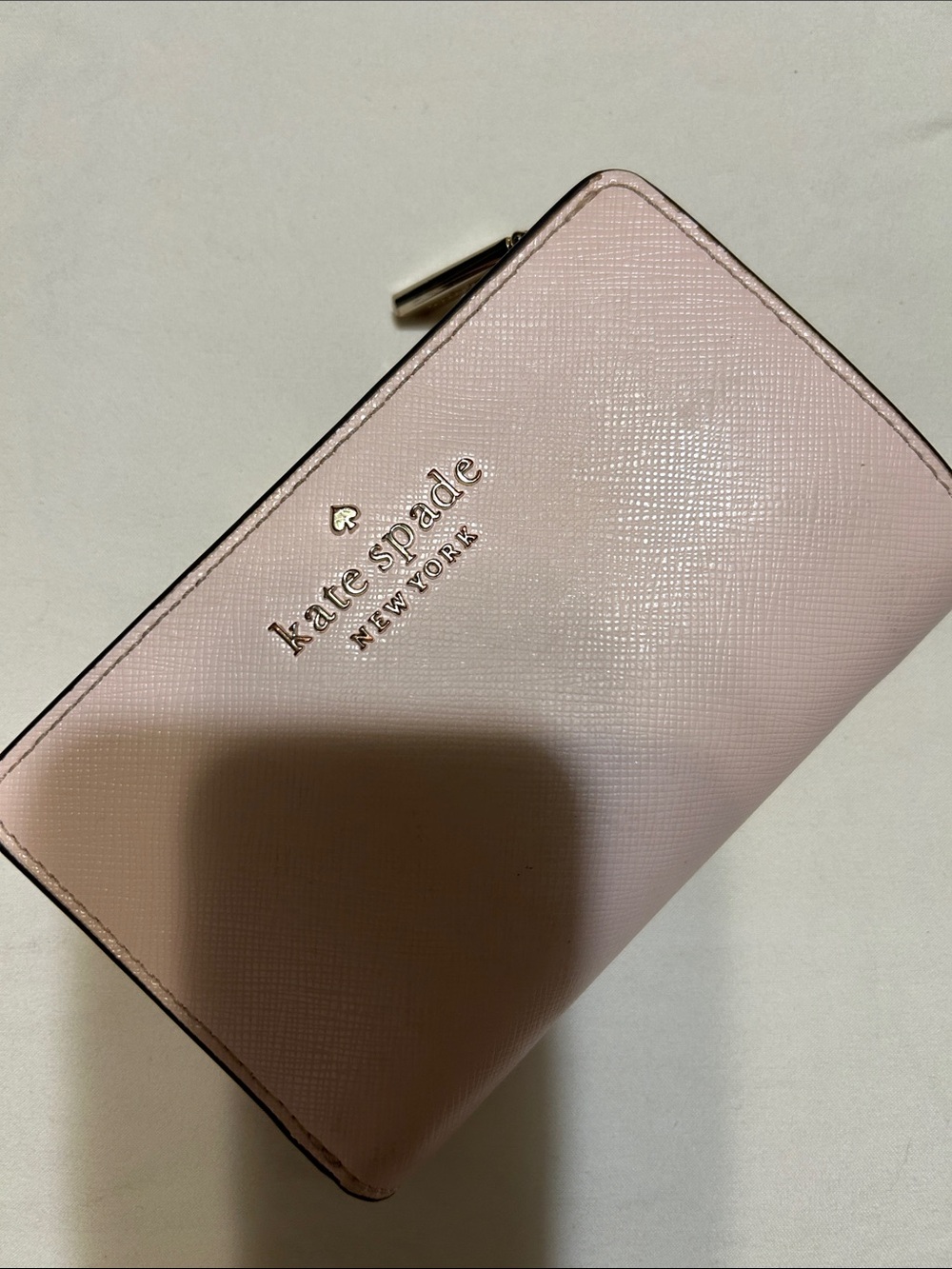 kate spade New York Pale Pink Saffiano Zip Wallet